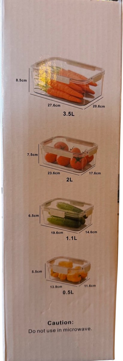 Vershoudbakjes met deksel, Set van 4 — afbeelding 4
