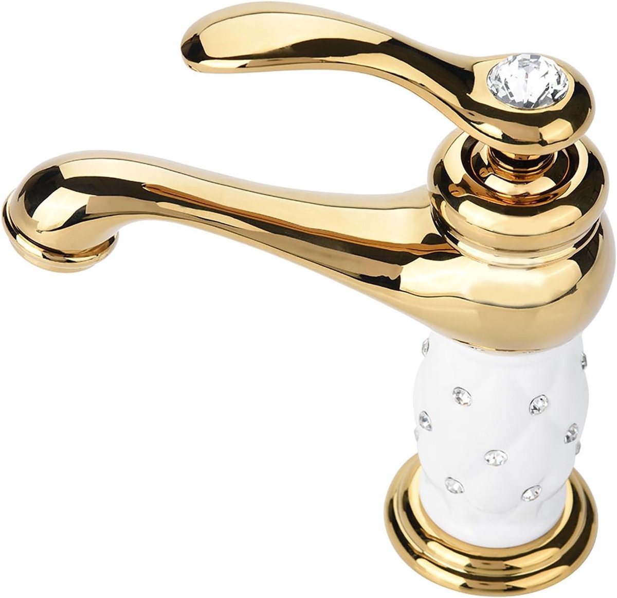 Kraan voor Wastafel, Messing Mengkraan voor Koud en Warm Water met Ornamenten (Goud) - Duurzaam en Elegant Design
