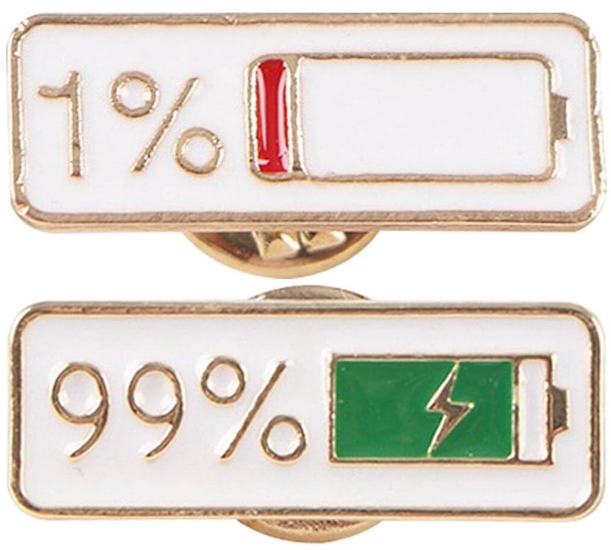 Cosensi - Dailygoods - 2 Stuks Creatieve Social Battery Pins voor Vrouwen en Mannen