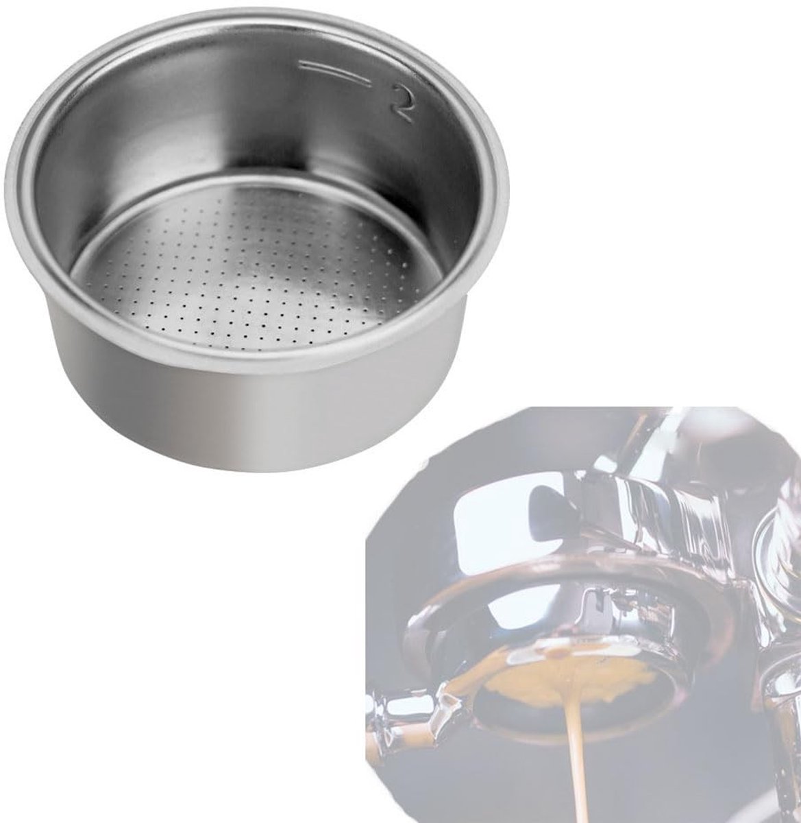 Cosensi - Dailygoods - Koffiefiltermand Portafilter Mesh Bowl - Herbruikbaar Zeef - 2 Kopjes Capaciteit - 51mm - Duurzaam en Milieuvriendelijk - Geschikt vo...