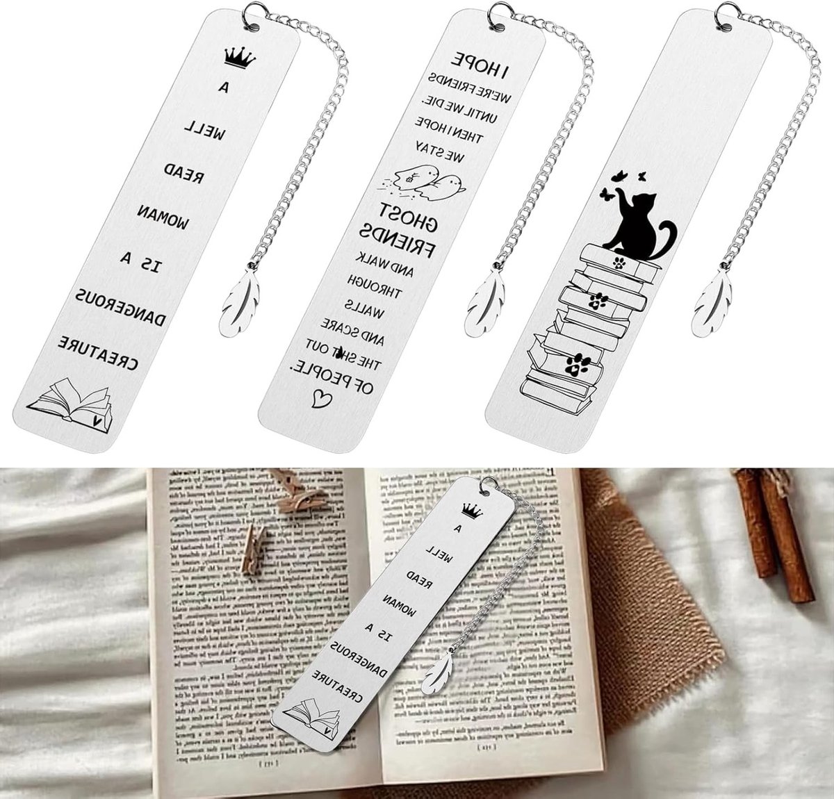 Set van 3 Gepersonaliseerde Metalen Boekenleggers met Hanger, Perfect Cadeau voor Onderwijzers en Retired Professionals, Ideaal voor Kerst en Verjaardagen