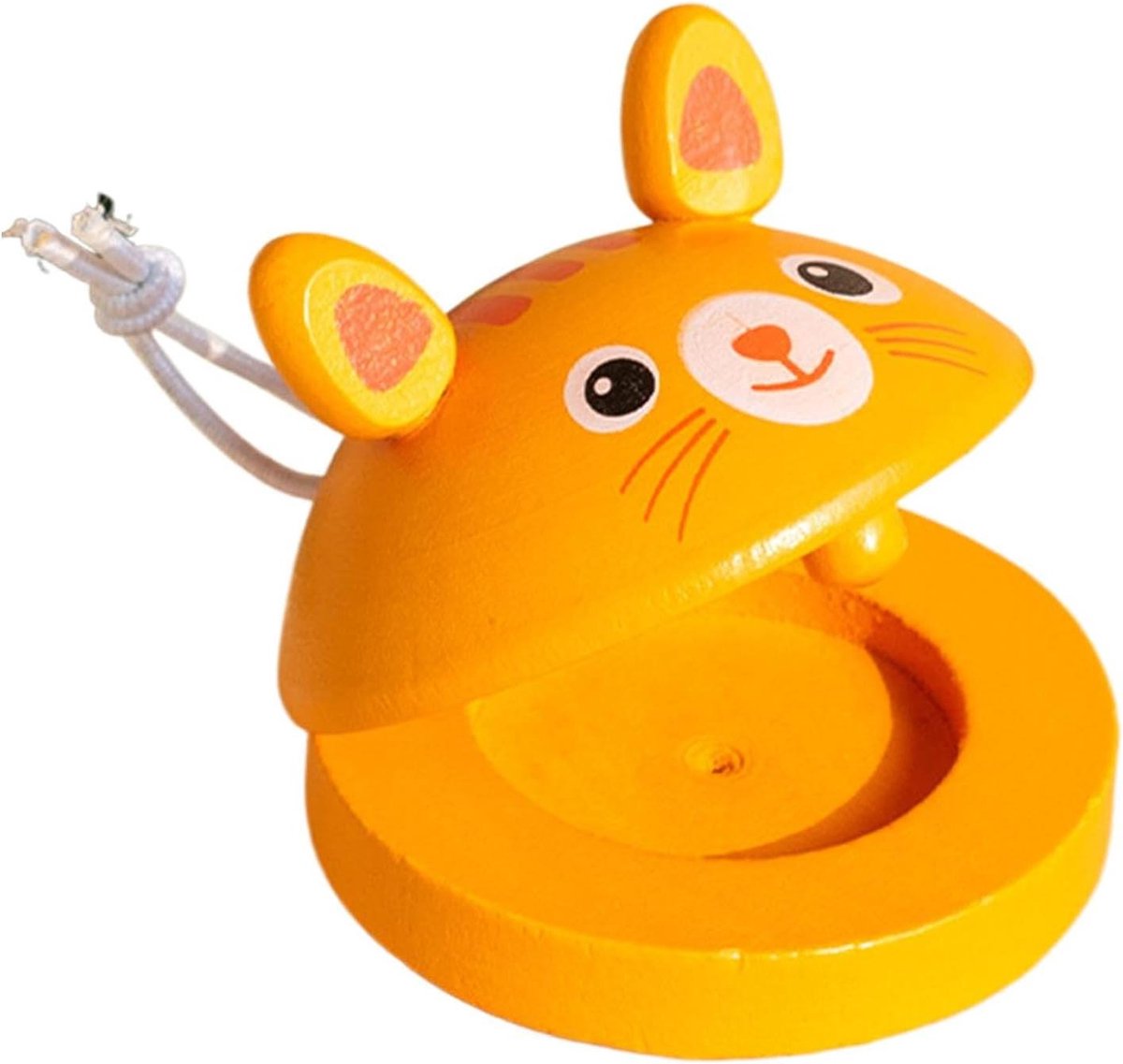 Houten Castagnetten - Vingerklapbord Speelgoed - Muziek Leren Spelen - Opvallend Dierdesign - 7 x 5.5 x 2.5 cm - Geel