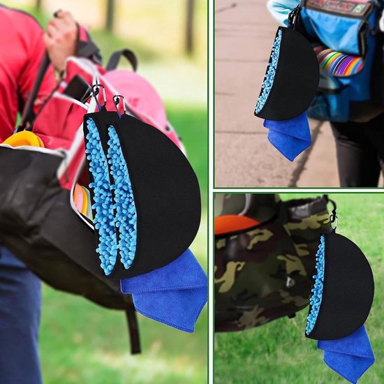 Disc Golf Handdoek - Vliegende Schijf Doek - Sport Accessoire Reinigen - Met Riemclip - 30 cm - Zwart — afbeelding 3