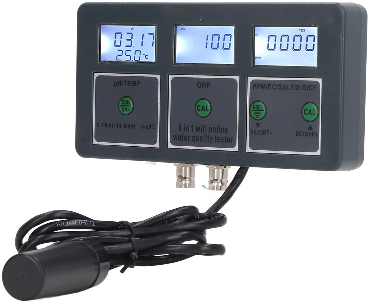 Dailygoods - Dailygoody - Multi Parameter Water Kwaliteit Tester - PH Meter - 8 in 1 - Online Monitoring - Aquarium - Oplaadbaar - Nauwkeurig en gebruiksvrien