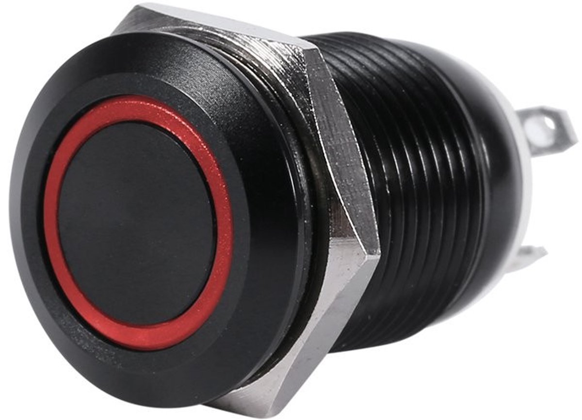 Dailygoods - Dailygoody - LED Momentary Drukknop Schakelaar - Waterdicht - Rood - 12mm - 2A - Geschikt voor diverse toepassingen - IP65