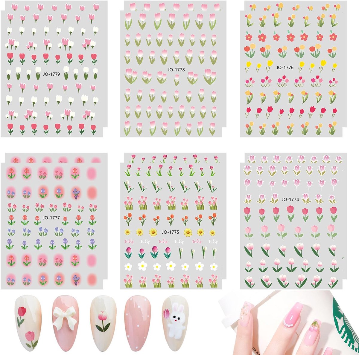 Dailygoods - Cosensi - Dailygoods - Dailygoody - 3D Nagelstickers - Bloemen Design - 12 Bladen - Creatieve Nageldecoratie - Nagelaccessoires voor Vrouwen - Perfect voor DIY Nagels