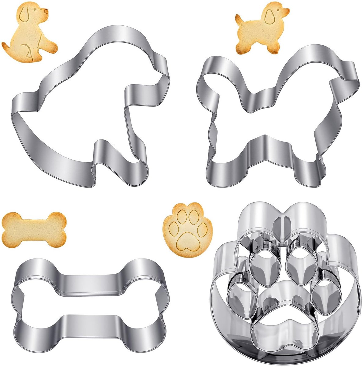 Cosensi - Dailygoods - Set van 4 Koekjessnijders in Hond en Bot Vorm