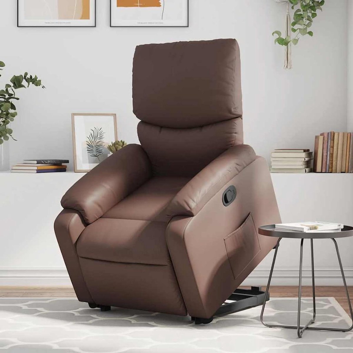 Relaxstoel met hulp - Opstastoel - Comfortabel zitten - Elektrische opstahulp - 75 x 99 x 99 cm - Bruin