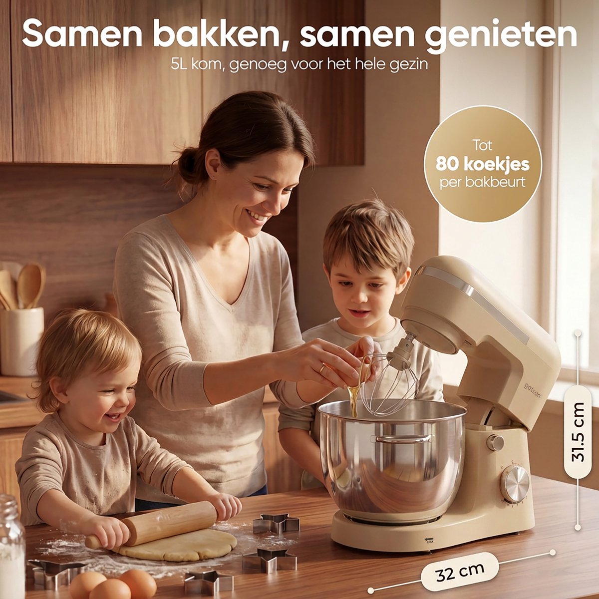 Gatson 1500W Keukenmachine - 10 Snelheden - 5L Mengkom - Dubbele Handvat - Keukenrobot - Keukenmixer - Foodprocessor - 1500W thumbnail 4
