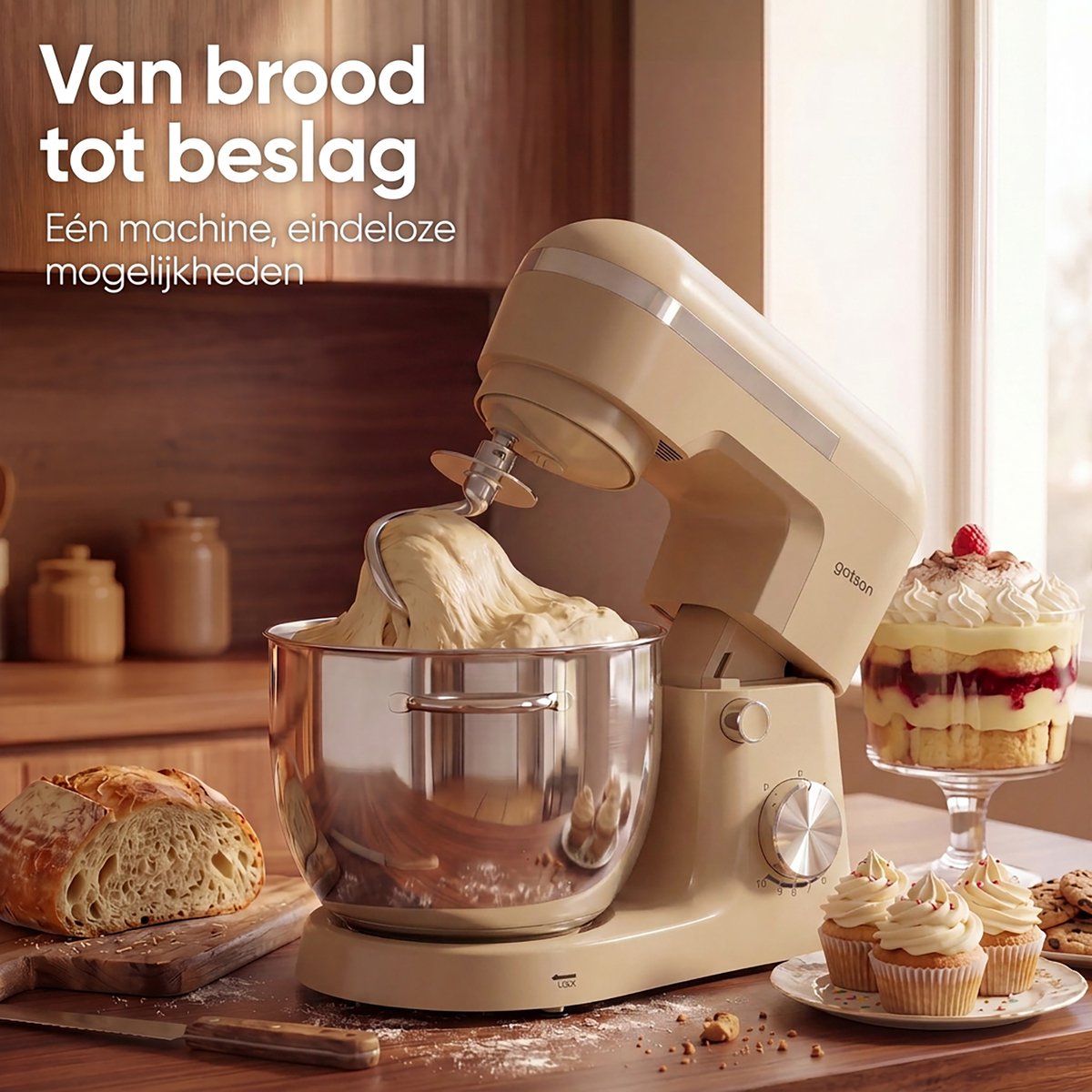 Gatson 1500W Keukenmachine - 10 Snelheden - 5L Mengkom - Dubbele Handvat - Keukenrobot - Keukenmixer - Foodprocessor - 1500W thumbnail 2