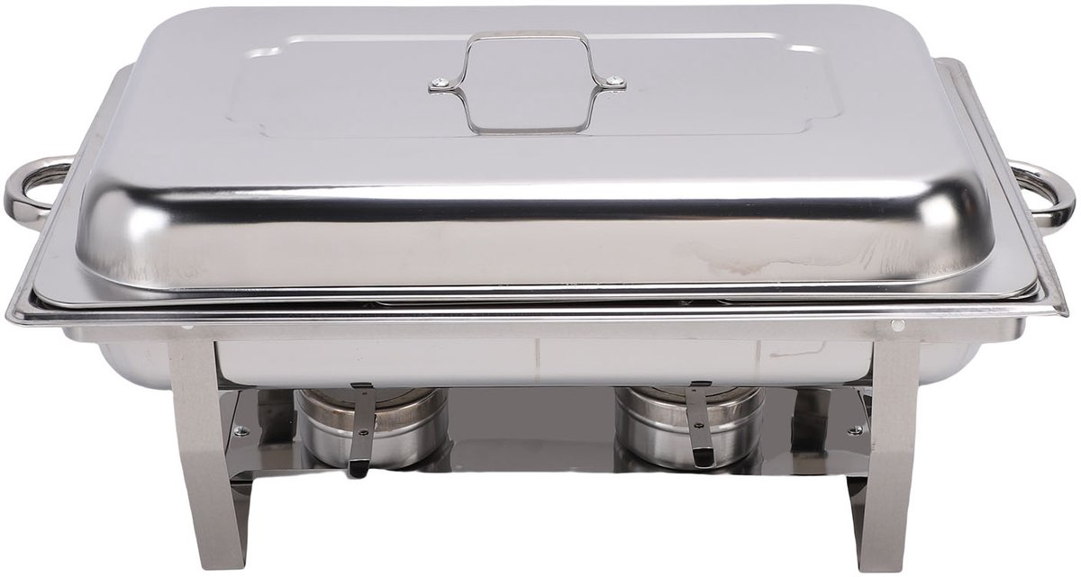 Chafing Dish RVS – 3-delig gastronorm set – Warmhoudfunctie met waterbad – Inclusief alcoholbranders – Voor buffet, catering, hotel en feest