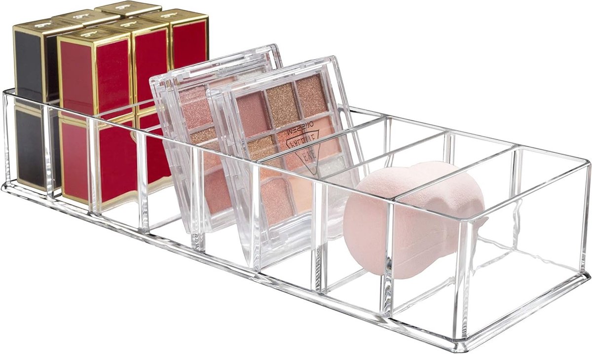 Cosmetische Organizer met 8 Compartimenten voor Make-up en Sieraden, Transparante Acrylopslag voor Badkamer en Keuken, Perfect voor Kasten en Wasbakken