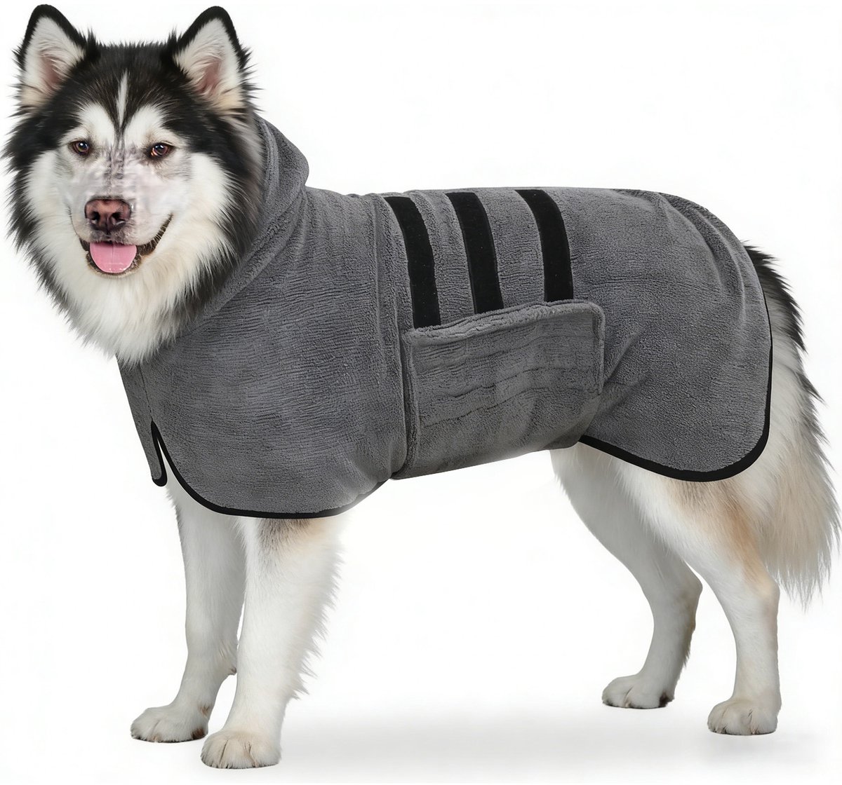 Sneldrogende Honden Badjas – Microvezel Absorberende Handdoek voor Honden – Badjas voor Middelgrote & Grote Honden – Donkergrijs - S