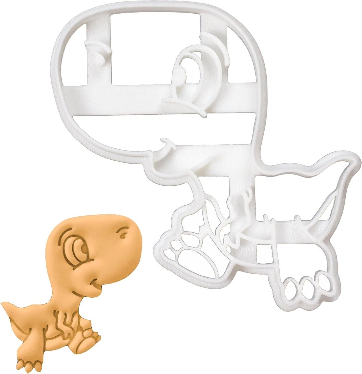 Koekjesvorm Dinosaurus - Vormpjes Koekjes - Bakken Koekjes - 3D Geprint - 8.5 cm - Wit