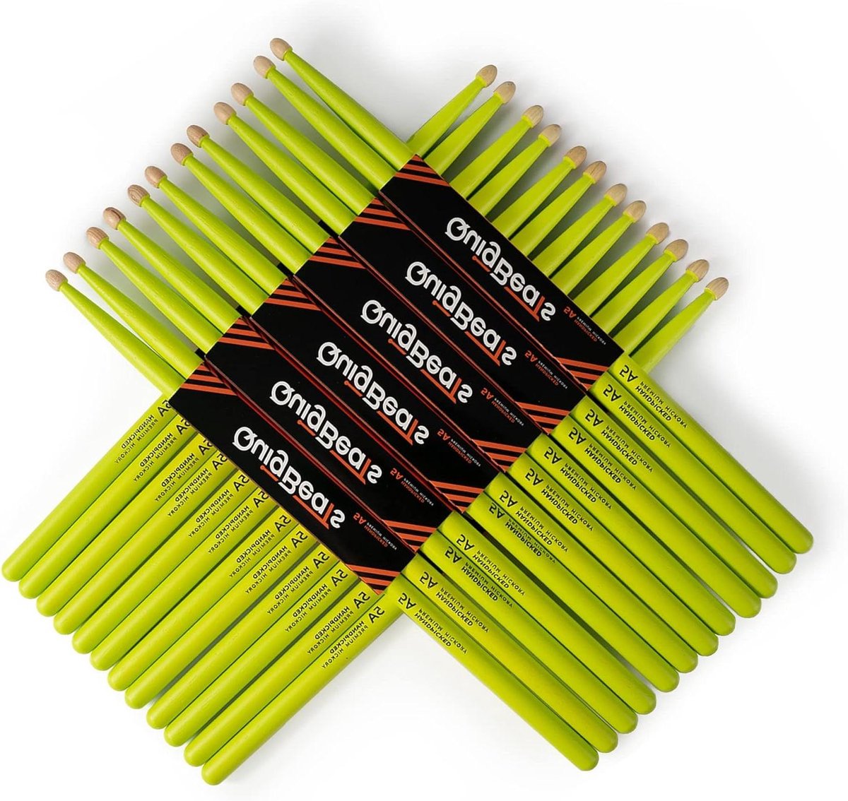 Drumstokken Set - Hickory Stokken - Muziek Maken - Duurzame Constructie - 12 Paar - Groen