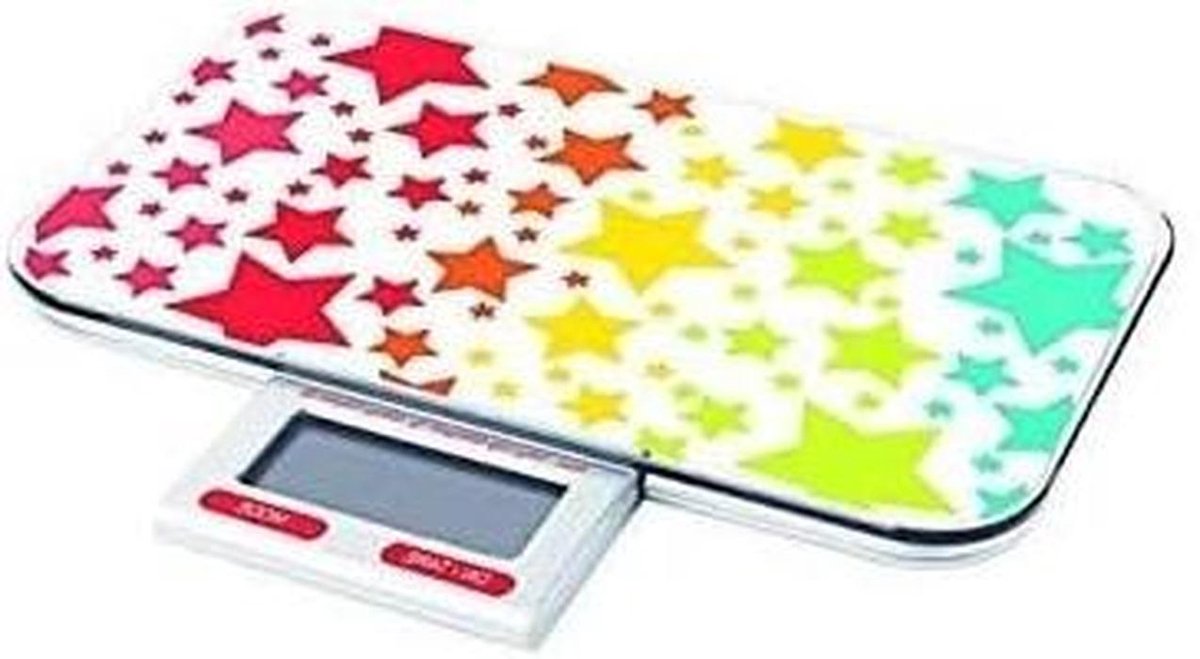 Keukenweegschaal - Digitale weger - Nauwkeurig wegen - Gladde glasplaat - 23 cm - Stars Rainbow