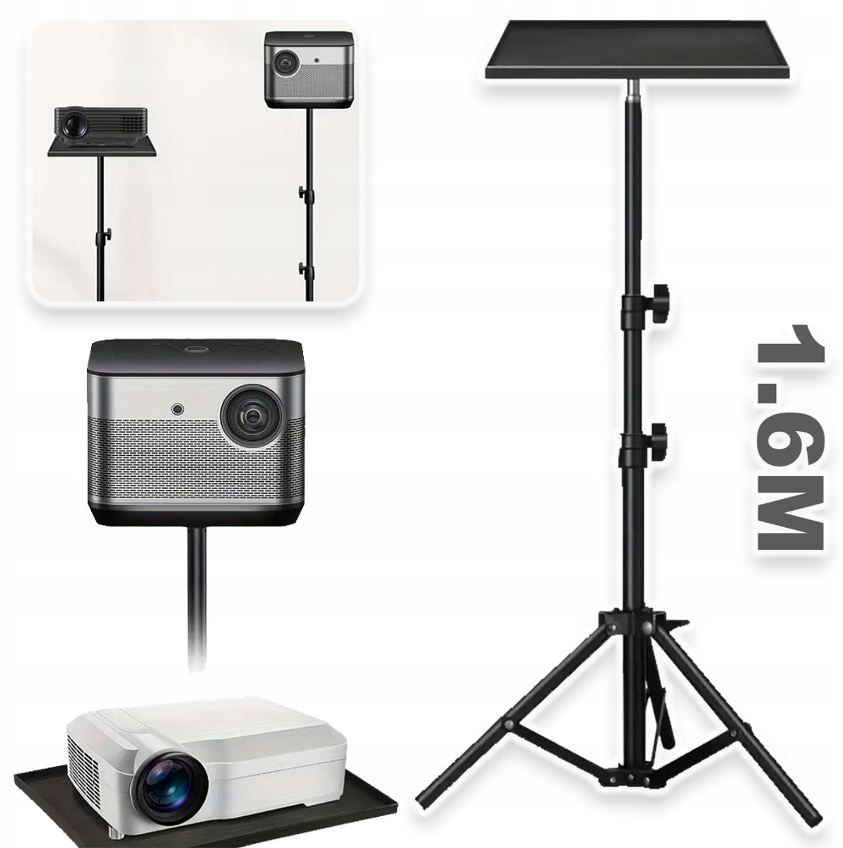 Projectorstandaard Van 58-160cm - Stabiel Trillingsvrij Uitschuifbare Telescopische Stang-Geschikt Voor Live-Uitzendingen - Statief Voor Camera En Projector