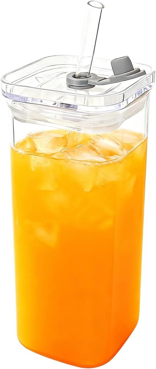Glazen Beker - Drinkglas Vierkant - Thuis en Kantoor - Behoudt Smaak - 6x6x14 cm - Transparant
