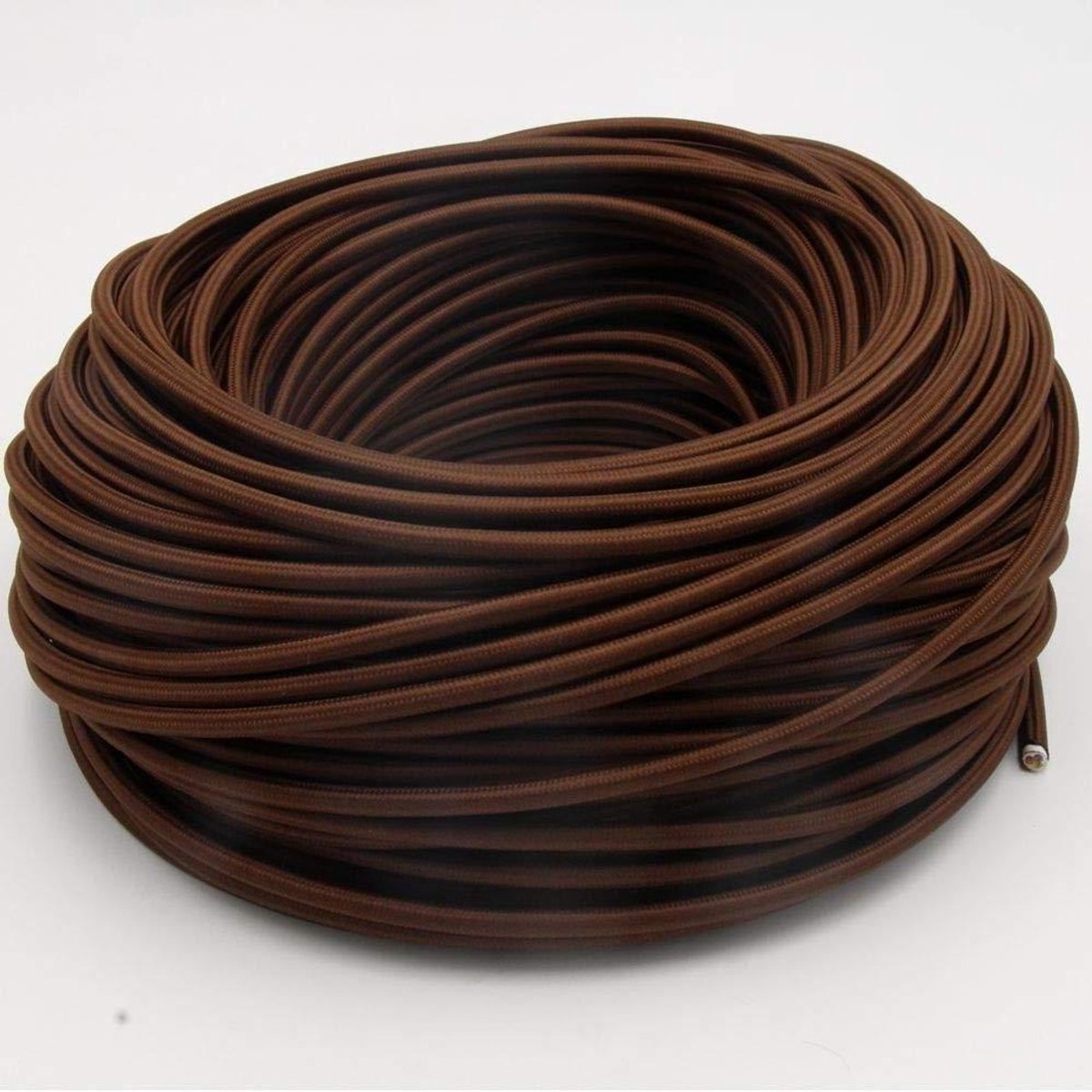 Koperen Kabel - Stoffen Snoer - Verlichting Maken - 3 Kern - 10 Meter - Bruin