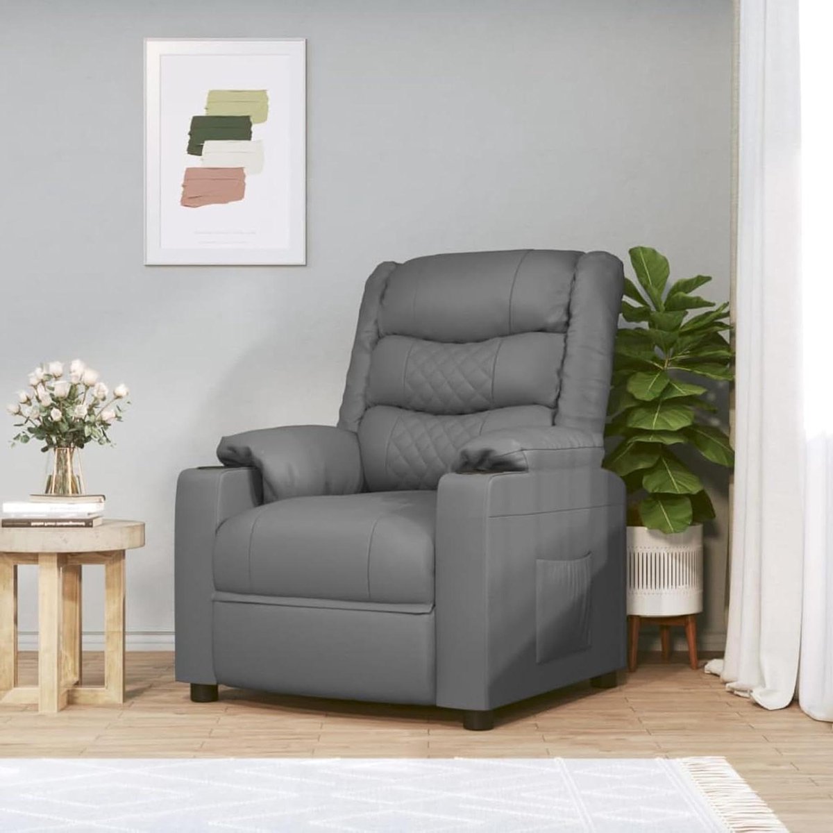 Relaxstoel - Comfortabele stoel - Ontspannen zitten - Elektrisch verstelbaar - 52 x 75 cm - Grijs