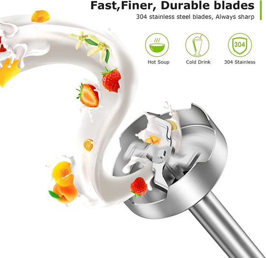 Staafmixer - Keukenmixer - Eten Bereiden - Krachtige 800W Motor - 1 Liter - Zwart — afbeelding 3