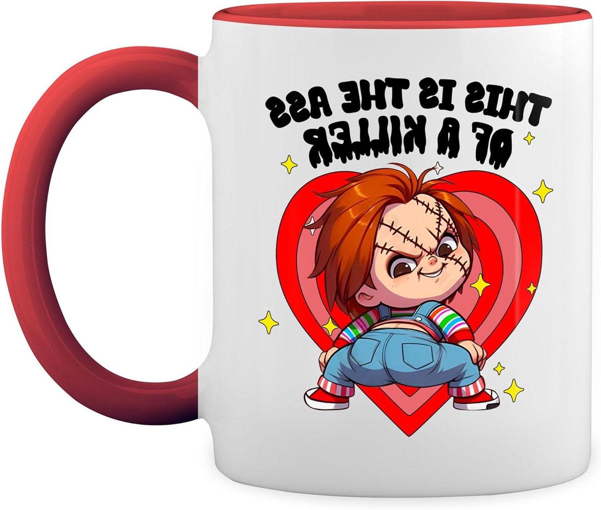 Witte Koffiemok - Keramische Beker - Dagelijks Gebruik - Met Rode Rand - 033 Liter - Wit