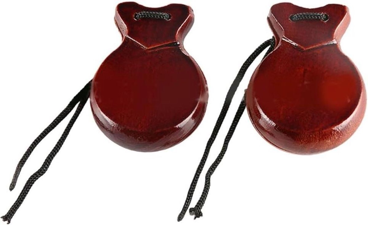 Handpercussie Castagnetten - Spaanse Flamenco - Muziek Maken - 2 Paar Set - 8.8 cm - Bruin