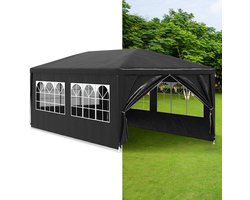 Partytent - 3x6 m - Zijwanden - Easy Up - Paviljoen - Opvouwbaar - Waterdicht - Weerbestendig- Antraciet