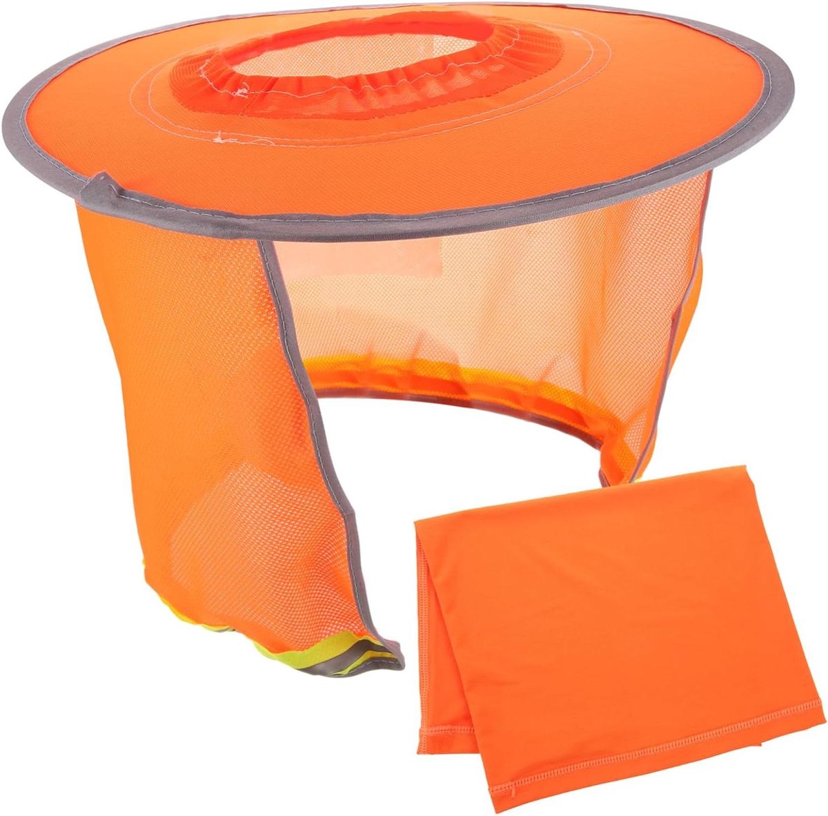 Helm Zonnescherm - Veiligheidshoed Rand - Bescherming Tegen Zon - Ademend Mesh Ontwerp - 48x39x32 CM - Oranje
