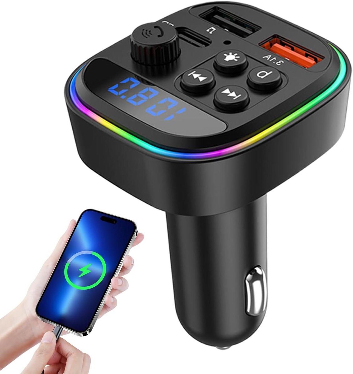 Auto FM Zender - Radio Adapter - Muziek Streamen - Ondersteunt USB SD - Compact Ontwerp - Zwart