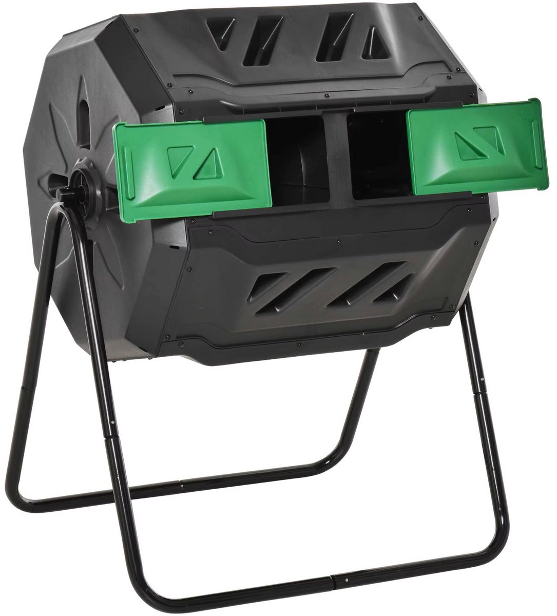 SmartLiving.Store - Compostbak - Roterende composter - 160L - Compostvat - 2 Compartimenten - 360° Draaibaar - 160L - Zwart