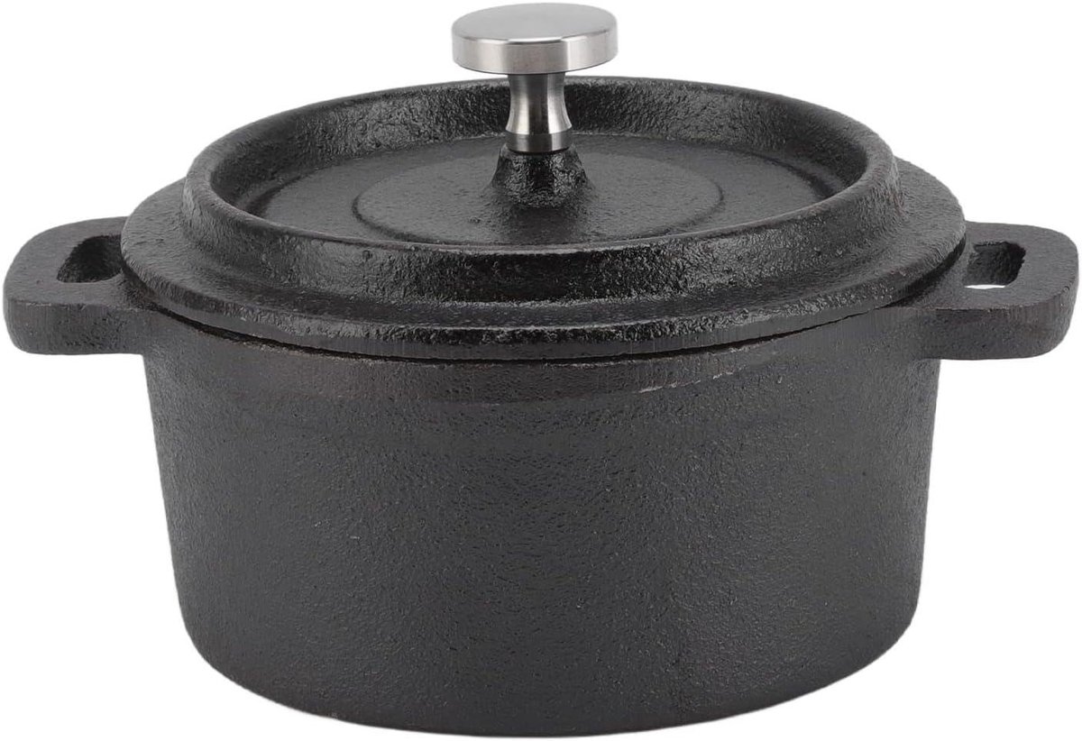 Gietijzeren Kookpot Traditionele Braadpan Langzaam Koken Betrouwbare Warmteverdeling Diameter 20 CM Zwart