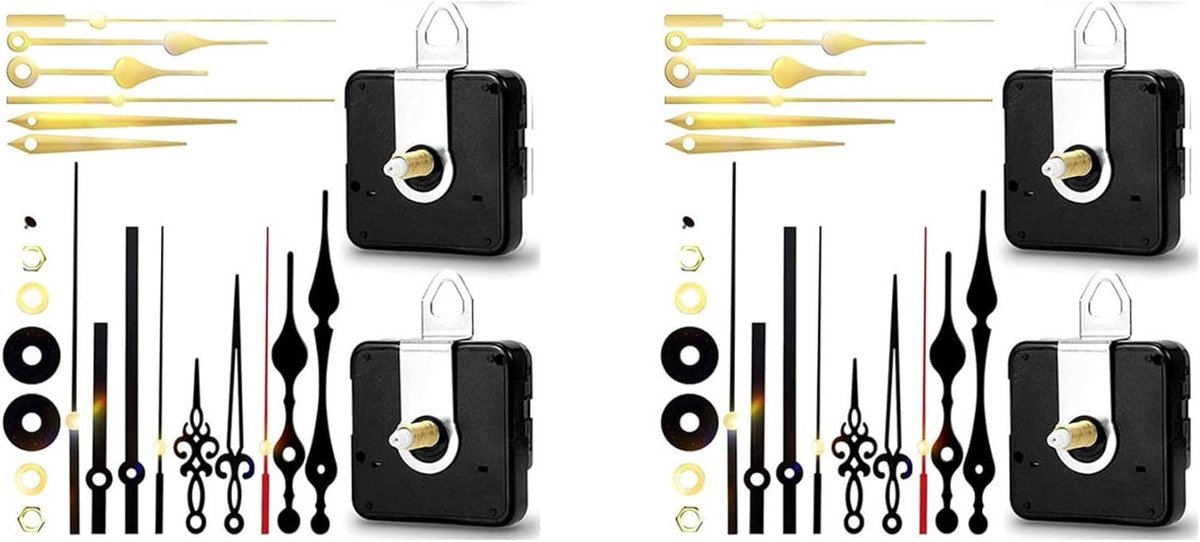 Klok Mechanisme Kit - Wandklok Onderdelen - Klok Reparatie - Stil Scanontwerp - 4 Stuks - Zwart