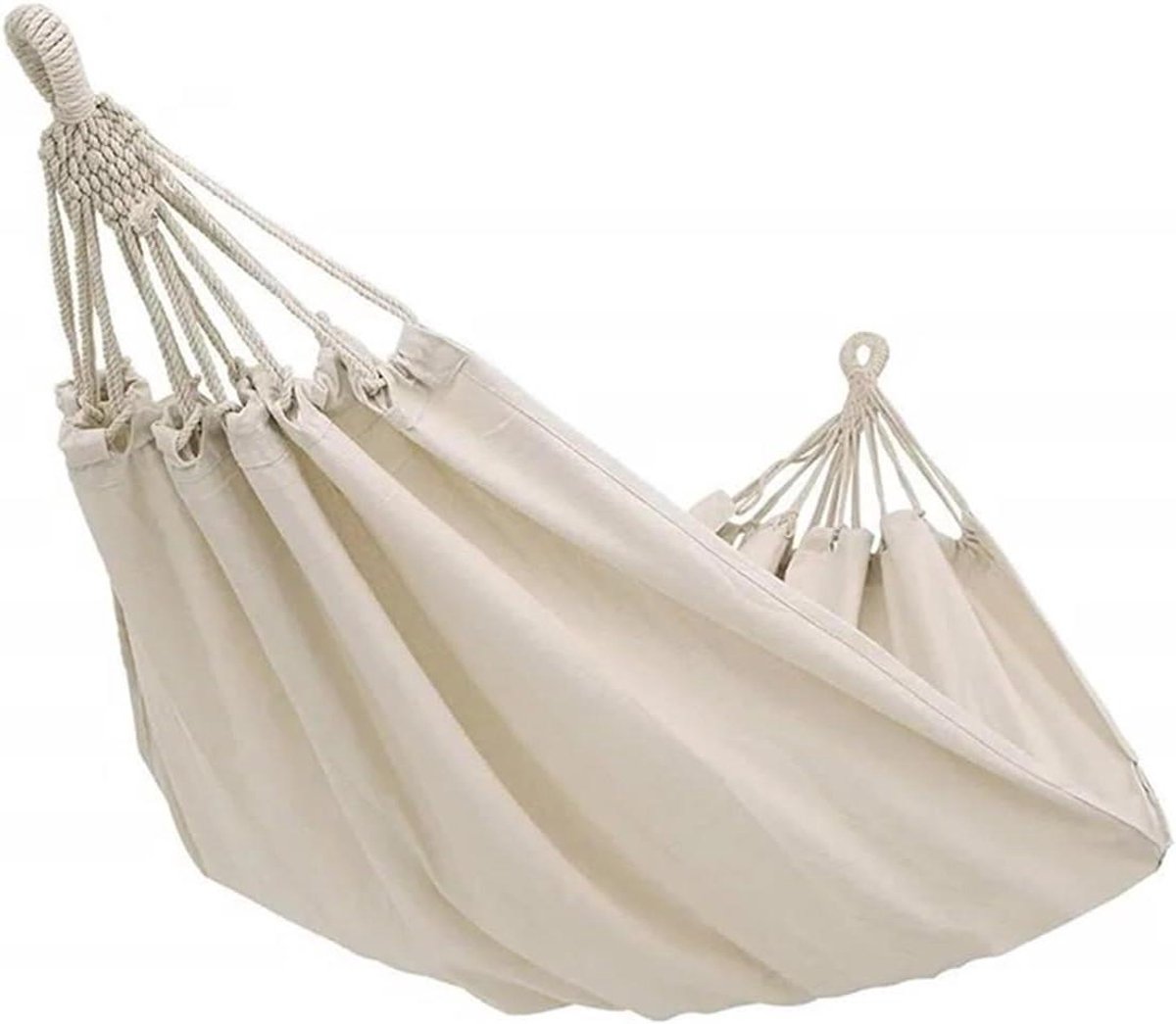 Hangmat voor twee - Dubbele hangmat - Buiten ontspannen - Ademend canvas - 200 x 150cm - Natuurlijk wit