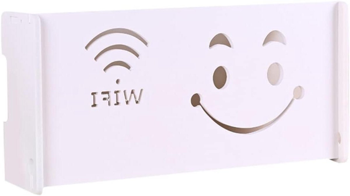 Router Opbergdoos - Wandmontage Plank - Kabel Beheer - Decoratief Uitgehold - 52x25x10cm - Wit