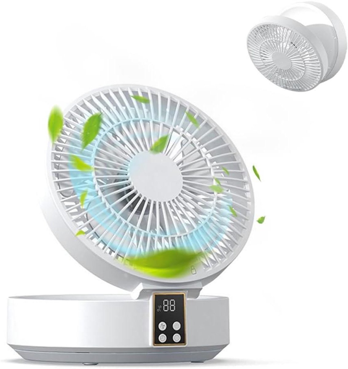 Wand ventilator - Opvouwbaar model - Ruimte besparen - Stille werking - Compact formaat - Wit