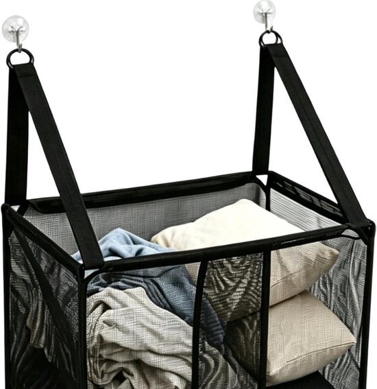 Opvouwbare Wasmand - Kleding Opberger - Ruimte Besparen - Ademend Mesh Net - 40 cm Lengte - Zwart — afbeelding 5