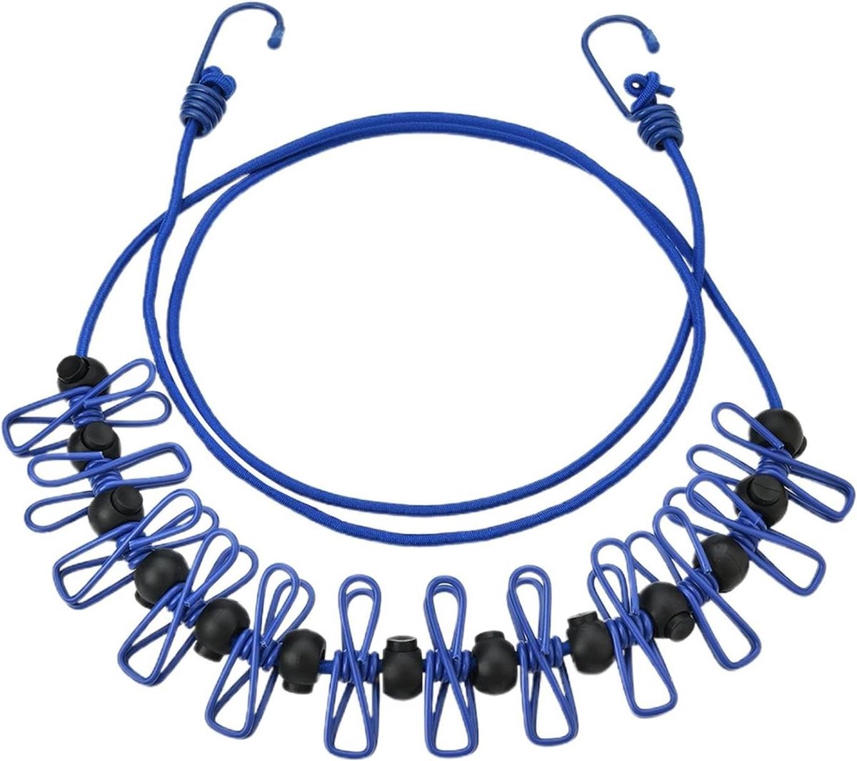 Waslijn met Clips - Draagbare Lijn - Buiten Drogen - Winddicht Ontwerp - Tot 3.7 Meter - Blauw