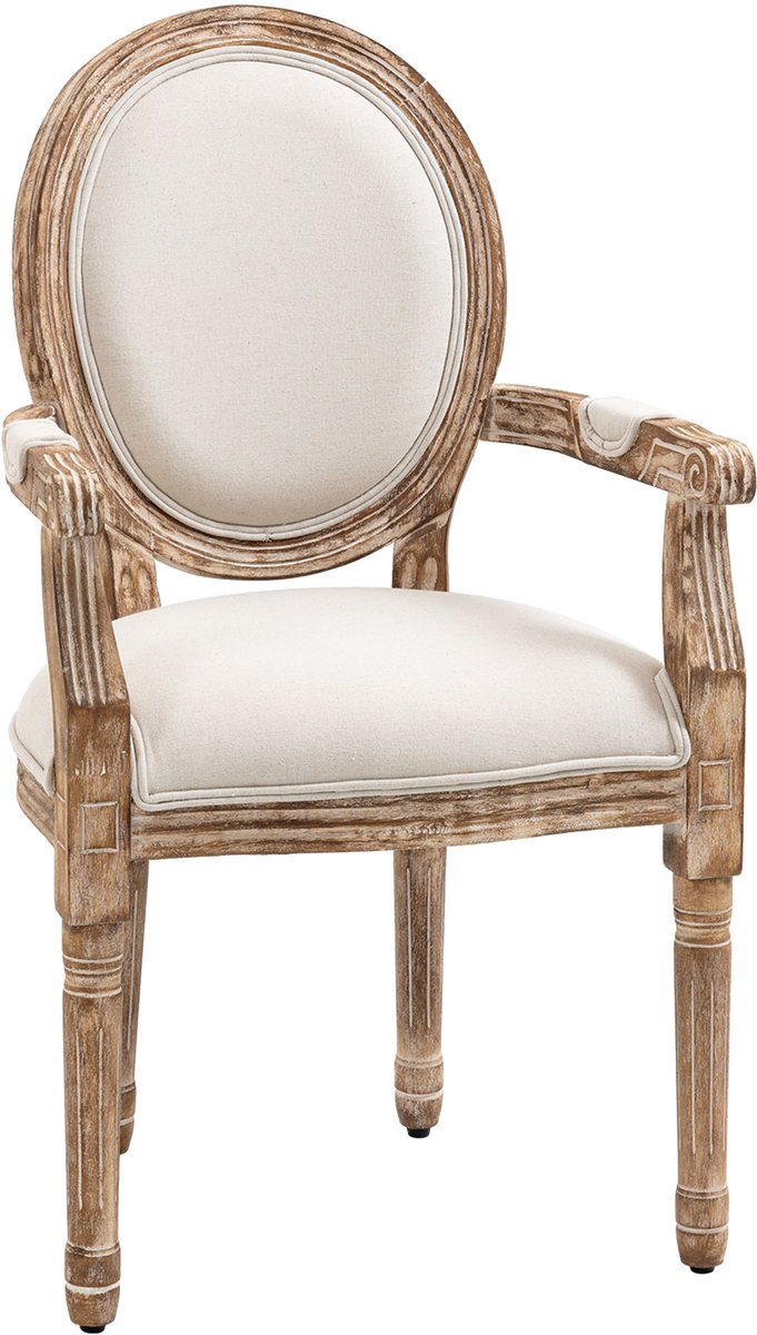 HOMCOM Eetkamerstoel Rubberhout, schuim, linnen (polyester) 56B x 56D x 96H cm Crèmewit