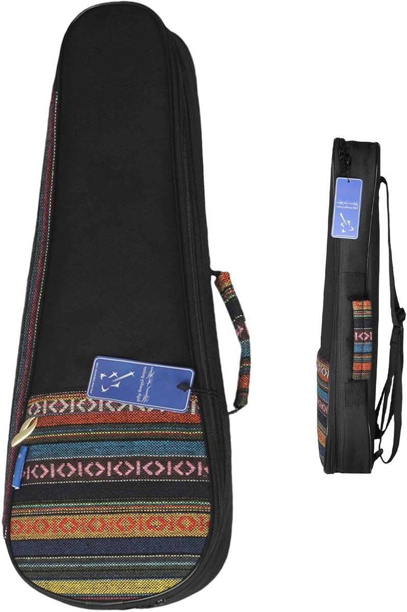 Ukelele Tas - Draagtas Gevoerd - Muziek Transport - Etnisch Patroon - Concert Maat - Multicolor