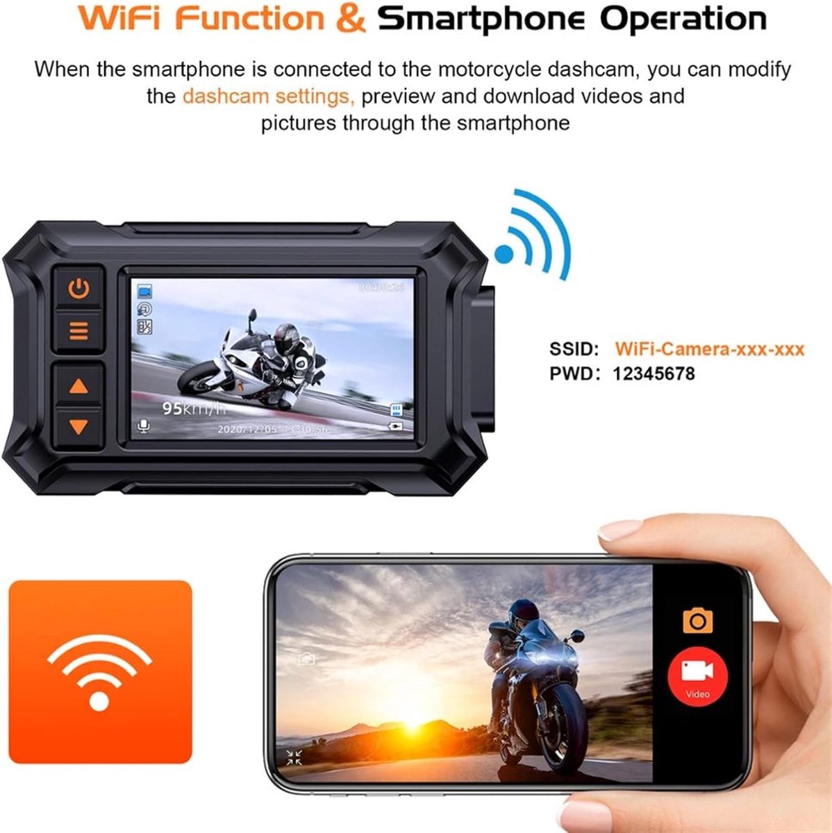 Motorfiets Dash Cam - Video Recorder - Veilig Rijden - HD Dubbele Lens - 32 GB - Zwart – foto 4