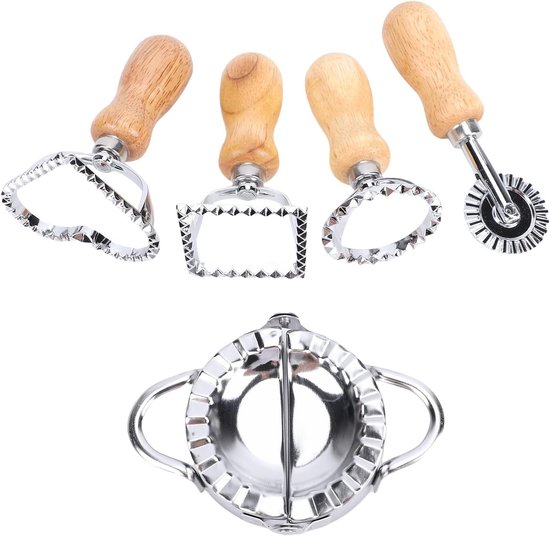 Pastamaker Gereedschapset - Noodle Maker Set - Zelfgemaakte Pasta Maken - Roestvrij Staal Beukenhout - 9 Delig - Natuurlijk van Pastamaker — afbeelding 4