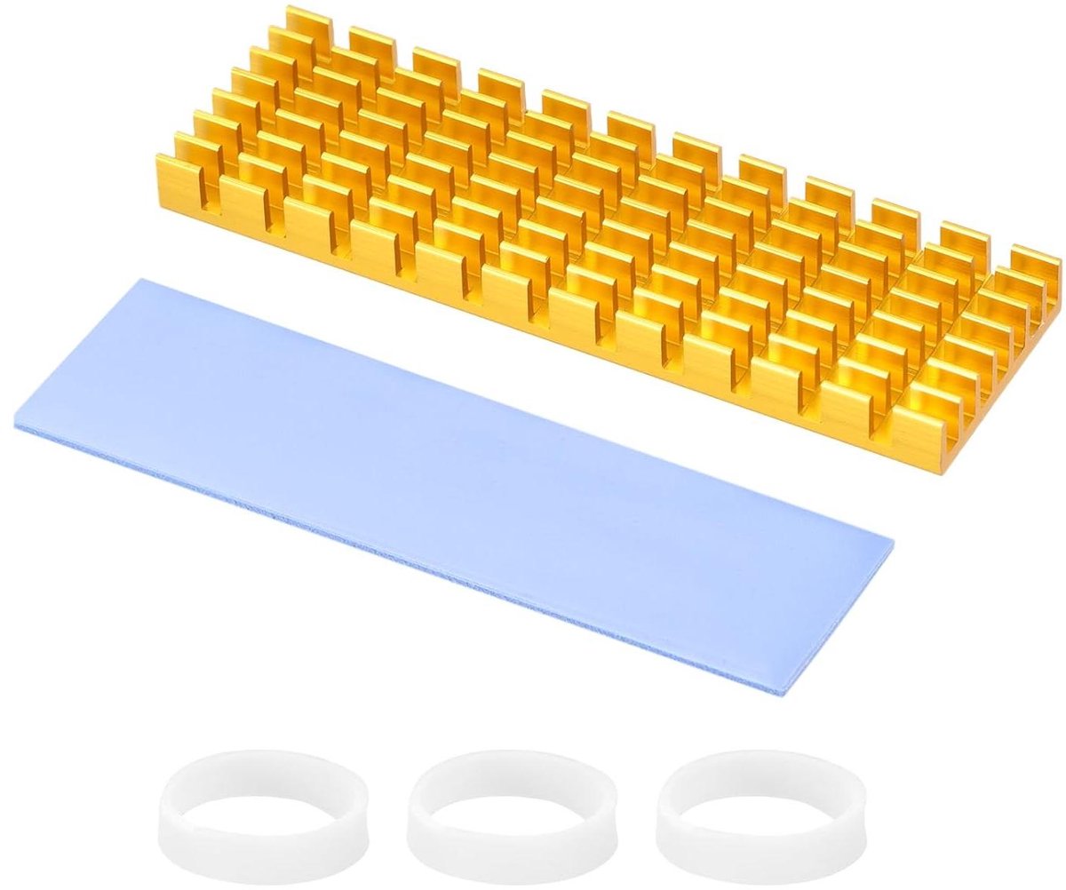 SSD Koeler - Heatsink Radiator - Oververhitting Voorkomen - Geribbeld Ontwerp - 70x22x6mm - Goud