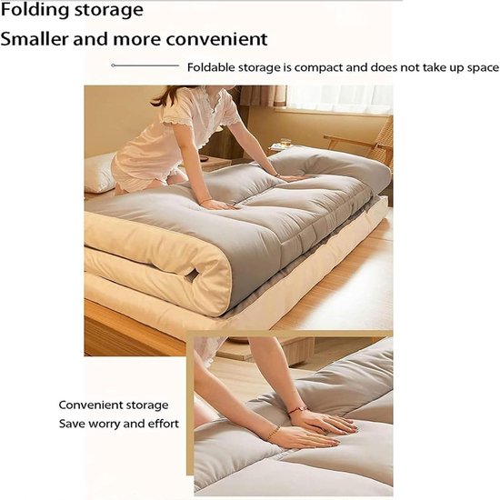 Dikke Futonmatras - Vloermatras Oprolbaar - Comfortabel Slapen - Extra Dikke Vulling - Draagbaar - Grijs — afbeelding 2