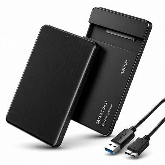 Sounix USB 3.0 Harde Schijf Behuizing - 2,5 inch - 5Gbps - SATA HDD/SSD - Zwart