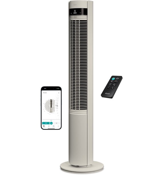 Duux Elevate Smart stille torenventilator met ionisator, 26 snelheden, slaapmodus, app- en spraakbediening