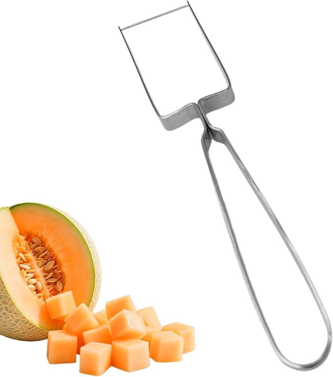 Fruit Snijder - Meloen Slicer - Fruit Bereiden - Bladloze Structuur - 20x4cm - Zilver
