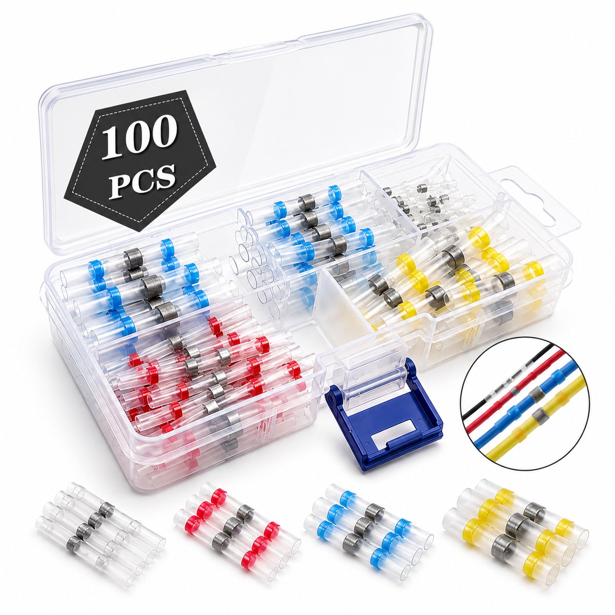 BOTC Soldeerhulzen Waterdicht - Krimpkous - Soldeerhulzen assortimentsbox - 100 stuks - krimpkousen Krimpkous Kabelschoen Soldeer