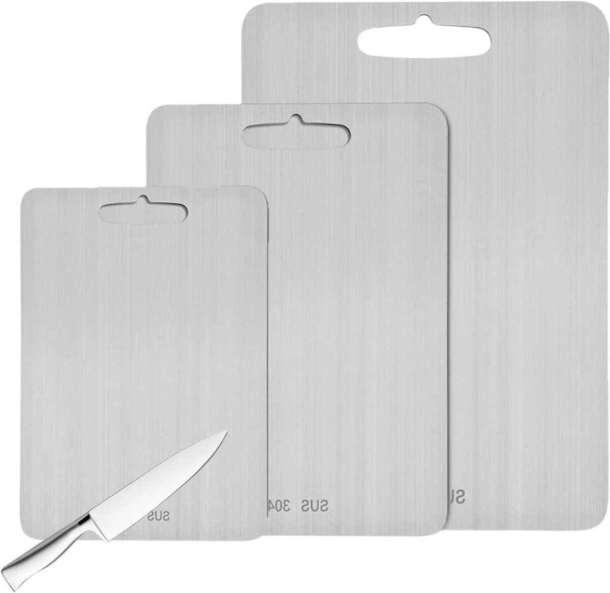 Titanium snijplank - Keuken plank - Voedsel bereiden - Dubbelzijdig - 46 x 30 cm - Zilver