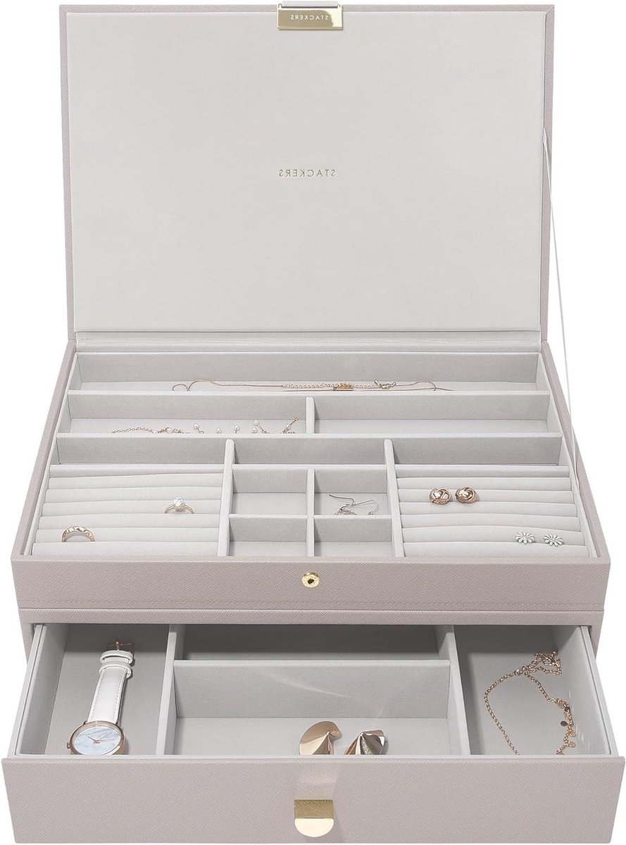 Juwelendoos Set - Opbergdozen - Sieraden Opbergen - Extra Ruimte Ontwerp - Set van 2 - Taupe